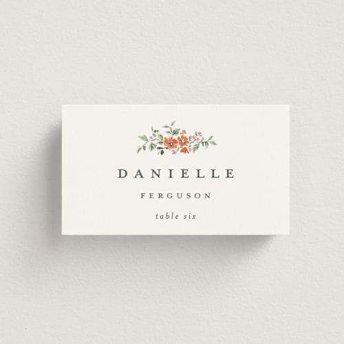 This is a sangria wedding place cards with standard by Everett Paper Goods called foliage crest printing on signature in placecard