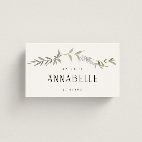 This is a lavender wedding place cards with standard by Design Lotus called enchanted evening printing on signature in placecard
