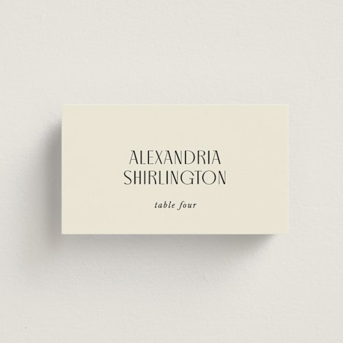This is a ecru wedding place cards with standard by That Girl Press called commonwealth printing on signature in placecard