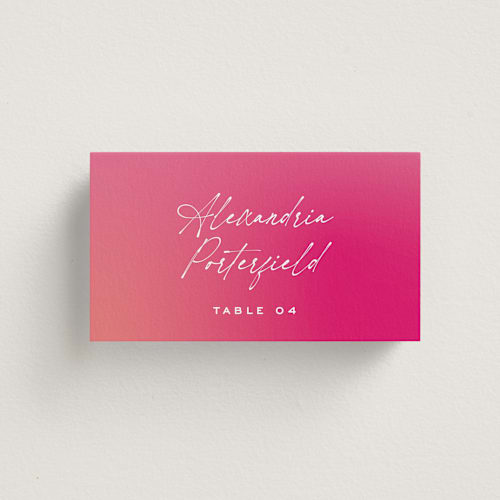 This is a fruit punch wedding place cards with standard by Ashley DeMeyere called pop romance printing on signature in placecard