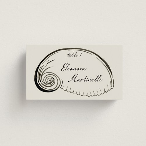 This is a rock wedding place cards with standard by Pati Cascino called puglia printing on signature in placecard