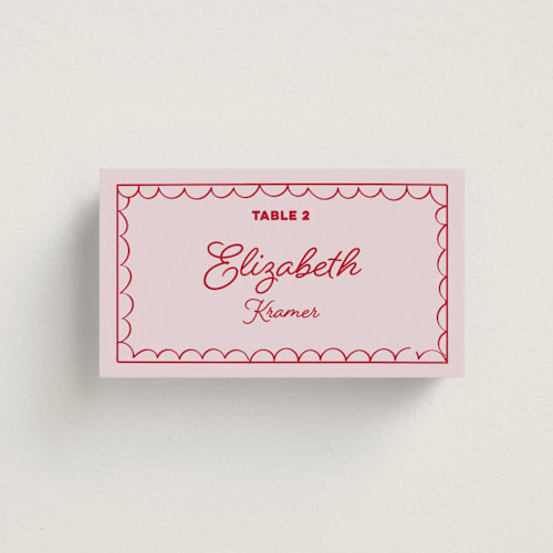 This is a cherry wedding place cards with standard by Helena Vitto called crazy little thing called love printing on signature in placecard