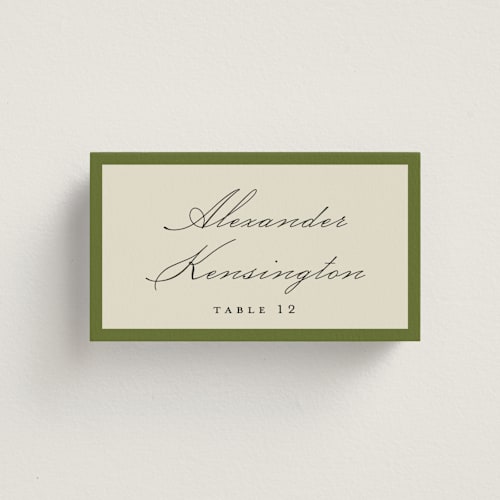 This is a verde wedding place cards with standard by flvx studio called merivale printing on signature in placecard