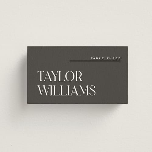This is a diamond wedding place cards with standard by Heather Cairl called clarity printing on signature in placecard