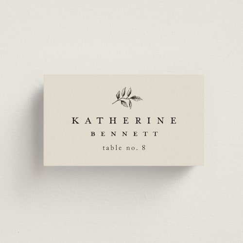 This is a dove wedding place cards with standard by Amy Kross called white oak printing on signature in placecard