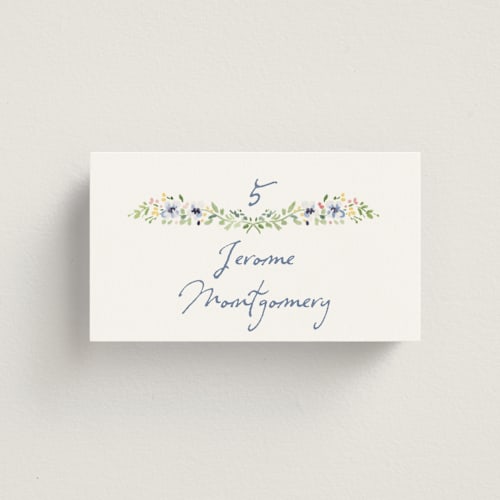 This is a meadow wedding place cards with standard by Petra Kern called meadow whisper printing on signature in placecard
