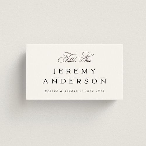 This is a tuxedo wedding place cards with standard by Orasie called side by side printing on signature in placecard