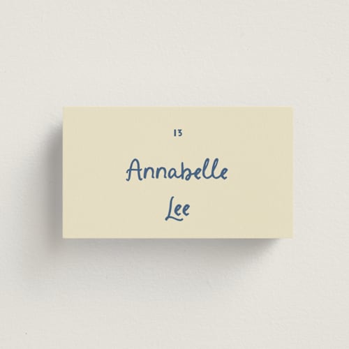 This is a sea wedding place cards with standard by Ani Somi called big heart wedding printing on signature in placecard