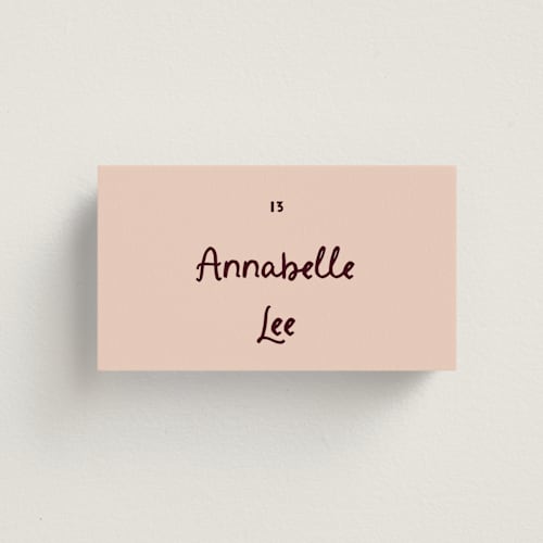 This is a chocolate wedding place cards with standard by Ani Somi called big heart wedding printing on signature in placecard