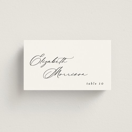 This is a cotton wedding place cards with standard by Carolyn Nicks called kinkaid printing on signature in placecard