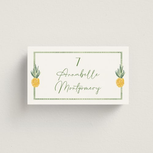 This is a jungle wedding place cards with standard by Petra Kern called tropical dreams printing on signature in placecard