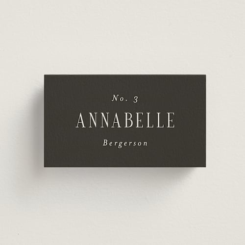 This is a ebony wedding place cards with standard by Itsy Belle Studio called ruban en fleur printing on signature in placecard