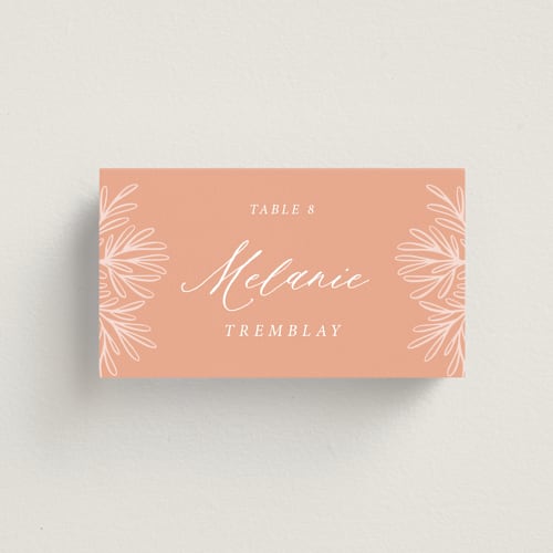 This is a terracotta wedding place cards with standard by Kristen Knechtel called fairy forest printing on signature in placecard