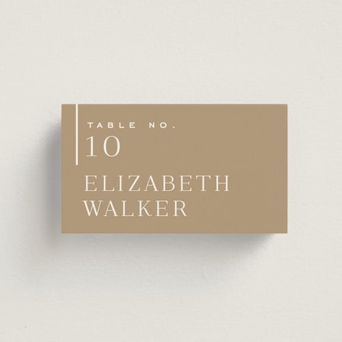 This is a vanilla wedding place cards with standard by Alethea and Ruth called left stack printing on signature in placecard