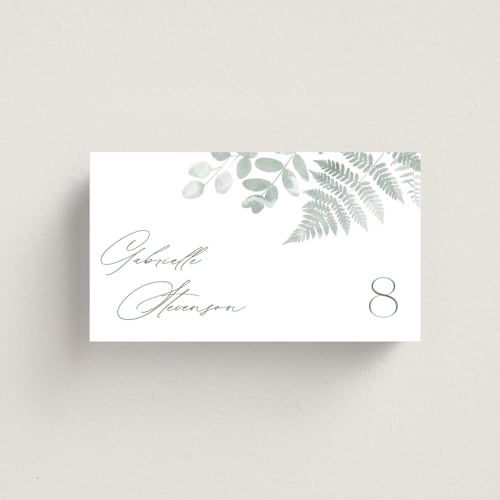 This is a fern wedding place cards with standard by Kristie Kern called gilded woodland printing on signature in placecard