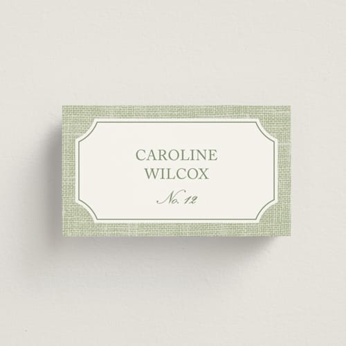 This is a garden wedding place cards with standard by Kelly Schmidt called summer linen printing on signature in placecard