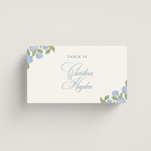 This is a ocean wedding place cards with standard by Creo Study called coastal crest printing on signature in placecard