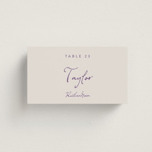 This is a hydrangea wedding place cards with standard by Cass Loh called tablescape drawing printing on signature in placecard