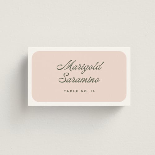 This is a garden wedding place cards with standard by Snow and Ivy called penumbra printing on signature in placecard