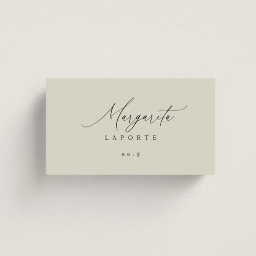 This is a spring wedding place cards with standard by Kelly Schmidt called scripted initials printing on signature in placecard