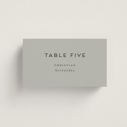 This is a linen wedding place cards with standard by Christie Garcia called picturesque printing on signature in placecard