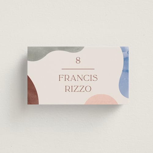 This is a coastal wedding place cards with standard by Pixel and Hank called deconstruct printing on signature in placecard