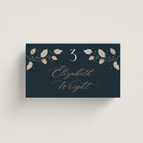 This is a dusk wedding place cards with standard by GeekInk Design called deco garden printing on signature in placecard