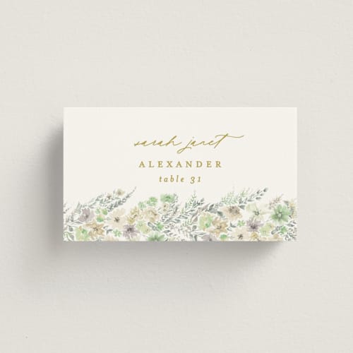 This is a greenery wedding place cards with standard by Phrosné Barwood called floral arch printing on signature in placecard