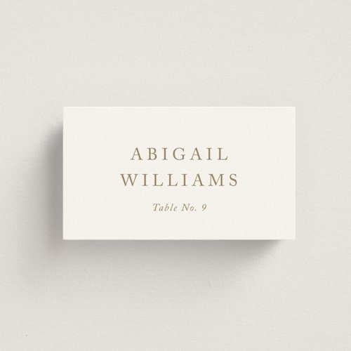 This is a gold leaf wedding place cards with standard by Jennifer Postorino called breathe printing on signature in placecard