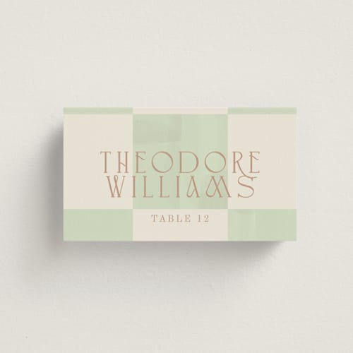 This is a mint wedding place cards with standard by Baumbirdy called checker wash printing on signature in placecard