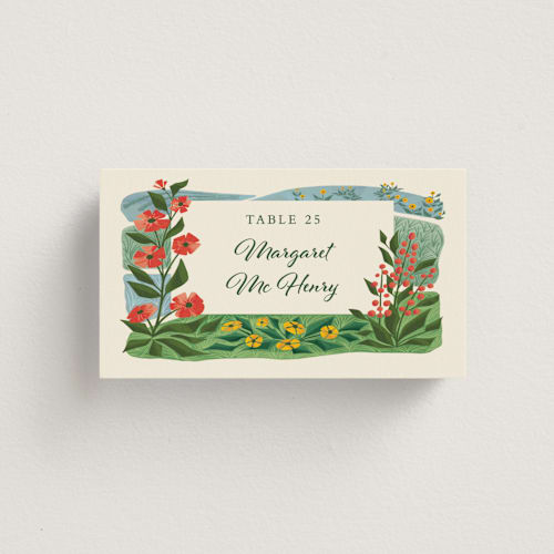 This is a barn wedding place cards with standard by Paper Sun Studio called farm and field printing on signature in placecard