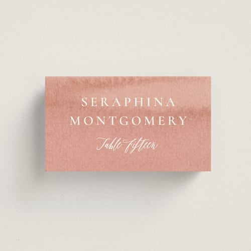 This is a garden rose wedding place cards with standard by Wildfield Paper Co called summer garden printing on signature in placecard