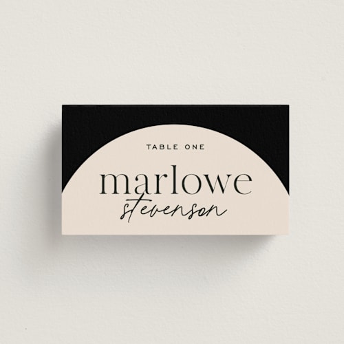 This is a noir wedding place cards with standard by Jessica Corliss called little party big love printing on signature in placecard