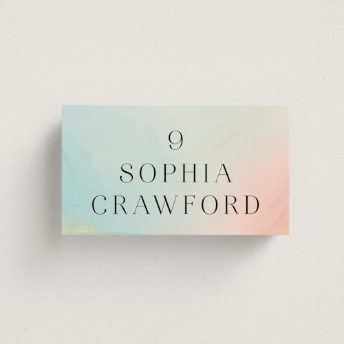 This is a sunrise wedding place cards with standard by Petra Kern called marshmallow printing on signature in placecard