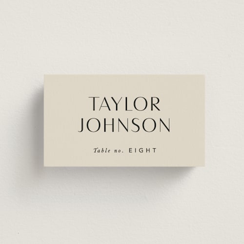This is a sand wedding place cards with standard by Robert and Stella called amara printing on signature in placecard