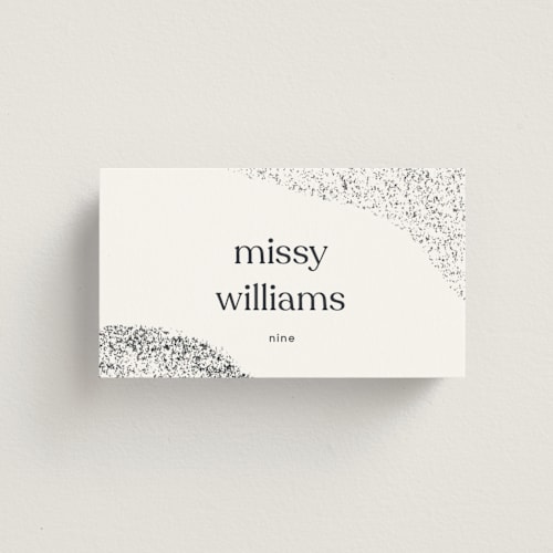 This is a charcoal wedding place cards with standard by Blustery August called memo printing on signature in placecard
