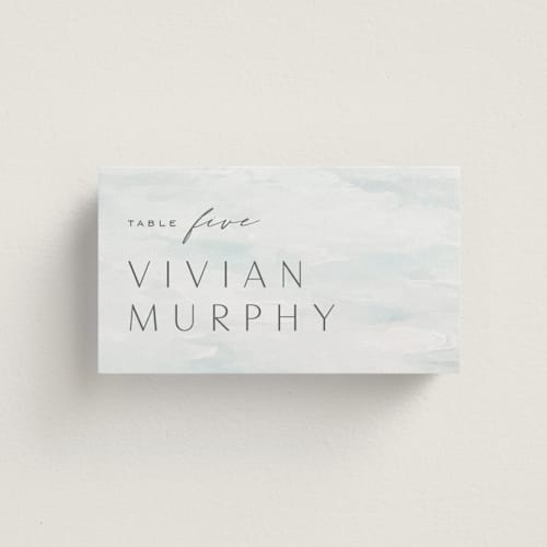 This is a sky wedding place cards with standard by Nicoletta Savod called at sea printing on signature in placecard