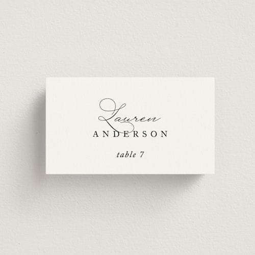 This is a pearl wedding place cards with standard by Jennifer Postorino called initial printing on signature in placecard