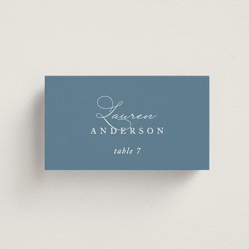 This is a porcelain wedding place cards with standard by Jennifer Postorino called initial printing on signature in placecard
