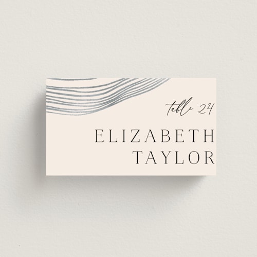 This is a natural wedding place cards with standard by Alethea and Ruth called rings printing on signature in placecard