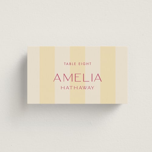 This is a lemon wedding place cards with standard by Ellen Schlegelmilch called palmetto printing on signature in placecard