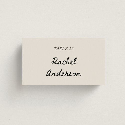 This is a lace wedding place cards with standard by Cass Loh called simple monogram printing on signature in placecard