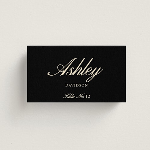 This is a sunshine wedding place cards with standard by Jen Ramsey called elegant and formal printing on signature in placecard