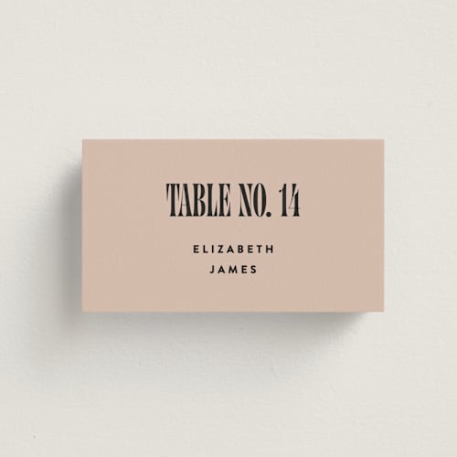 This is a noir wedding place cards with standard by Alethea and Ruth called bold stack printing on signature in placecard