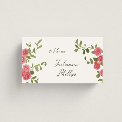 This is a azalea wedding place cards with standard by Everett Paper Goods called villa printing on signature in placecard