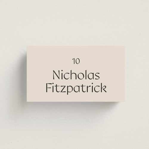 This is a ivory wedding place cards with standard by Melanie Kosuge called ayumi printing on signature in placecard