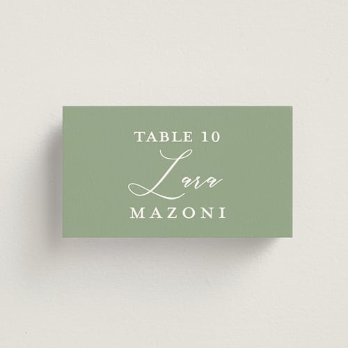 This is a leaf wedding place cards with standard by Sherley Ferreira called eternal grace printing on signature in placecard