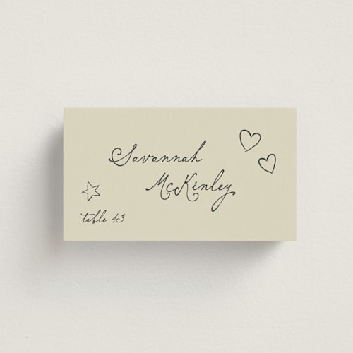 This is a starlight wedding place cards with standard by Kelly Watkins called whimsical printing on signature in placecard