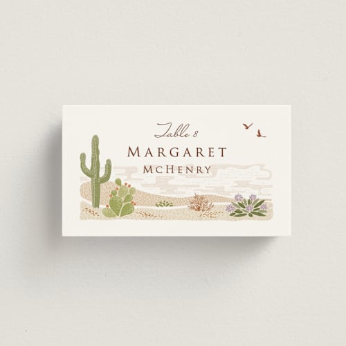 This is a red rock wedding place cards with standard by Paper Sun Studio called westward printing on signature in placecard