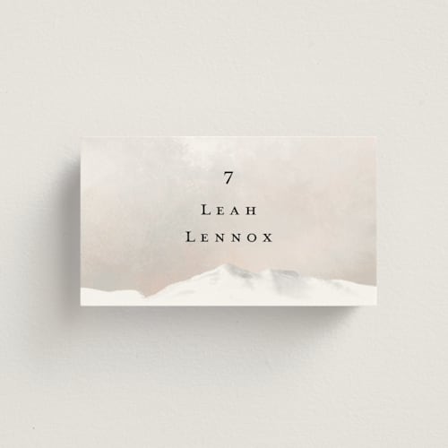 This is a forest wedding place cards with standard by Petra Kern called montagna printing on signature in placecard